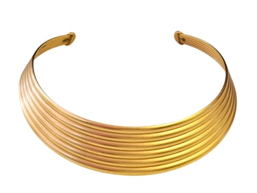 Vintage Monet Couture Ribbed Cleopatra Style Collar/Choker Necklace
