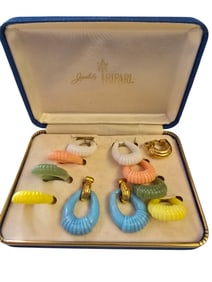 Vintage Boxed Trifari Interchangeable Colorful Clip Earrings