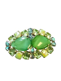 Vintage Unsigned Luster Rhinestone And Glass Brooch