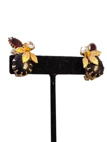 Vintage Rhinestone Unsigned Clip Earrings
