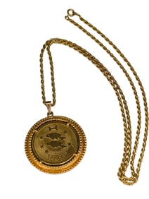 Vintage Unsigned Piesces Zodiac Coin Necklace