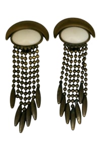 Vintage Unsigned 80s Acrylic Burnished Clip Dangle Earrings