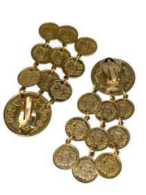 Vintage Unsigned 80s Coin Dangle Clip Earrings