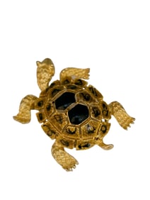 Vintage Interesting Enameled Detailed Turtle Brooch