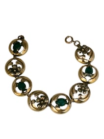 Vintage 2 Tone Gold Filled Bracelet with Glass Stone