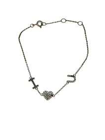 Vintage 925 Rhinestone I Love You Dainty Bracelet