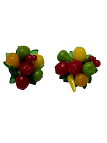 Vintage Plastic Fruit Salad Clip Earrings