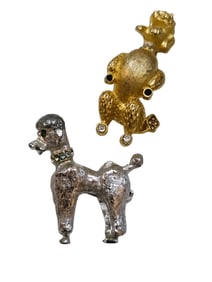 Lot of 2 Vintage Poodle Textured Brooches