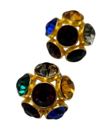 Vintage Glass Bezel Set Mogul Style Pierced Earrings
