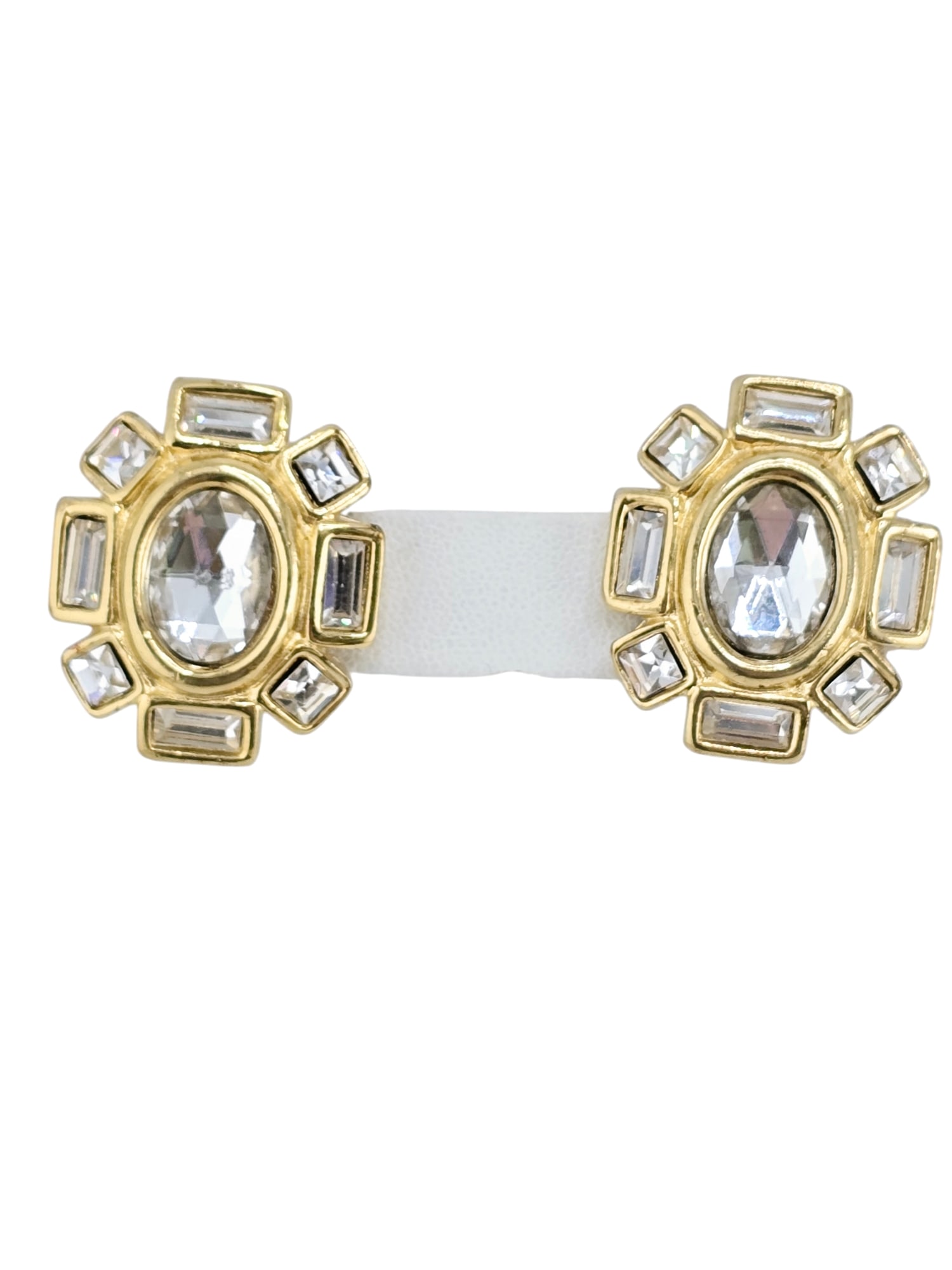 VINTAGE GIVENCHY GLASS CLIP EARRINGS: VINTAGE GIVENCHY GLASS CLIP EARRINGS, 1.25" IN VERY GOOD CONDITION. DOUBLE SIGNED.