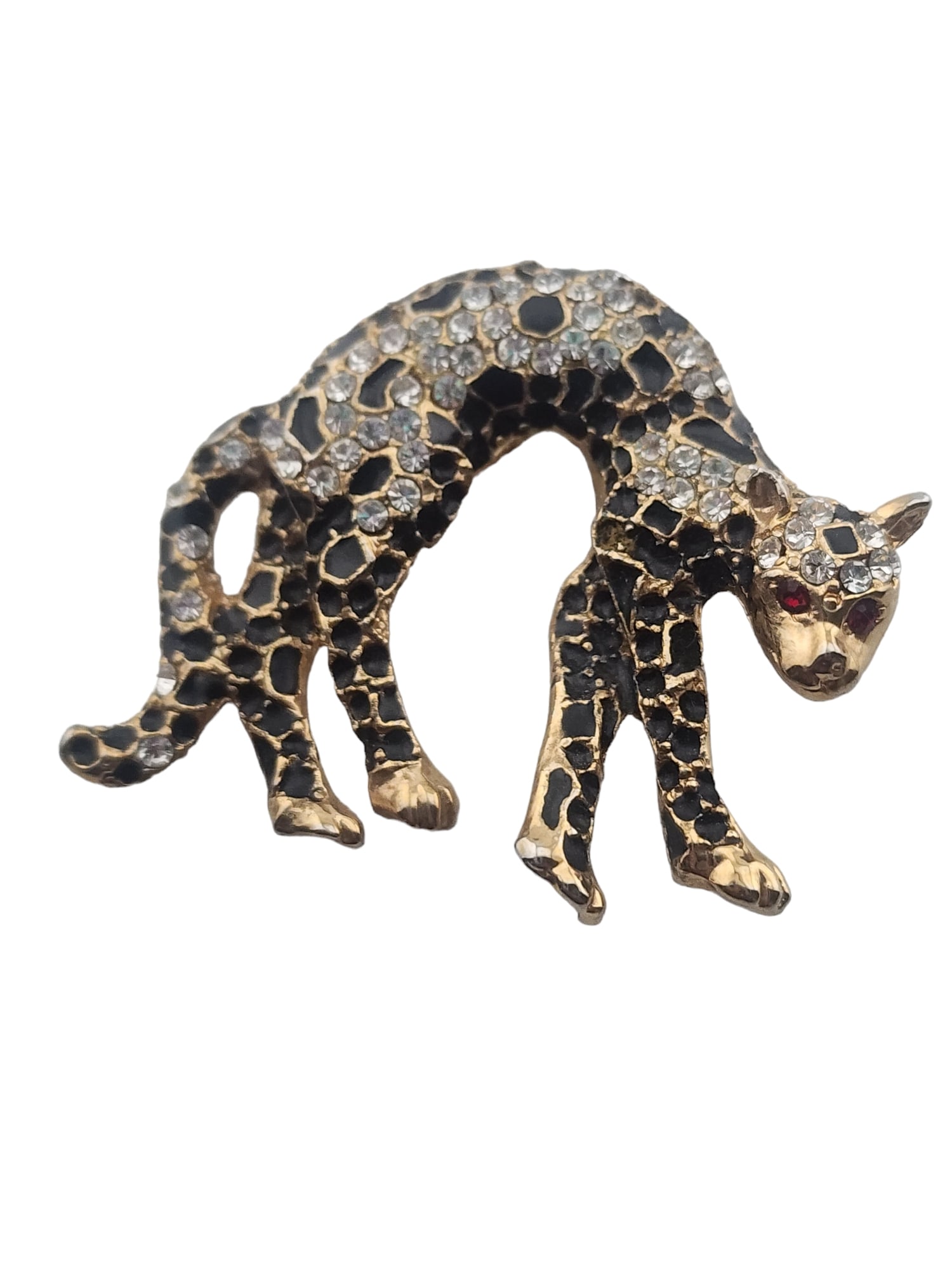 VINTAGE RHINESTONE AND ENAMEL 80S LION BROOCH 6/69 (1 of 3)