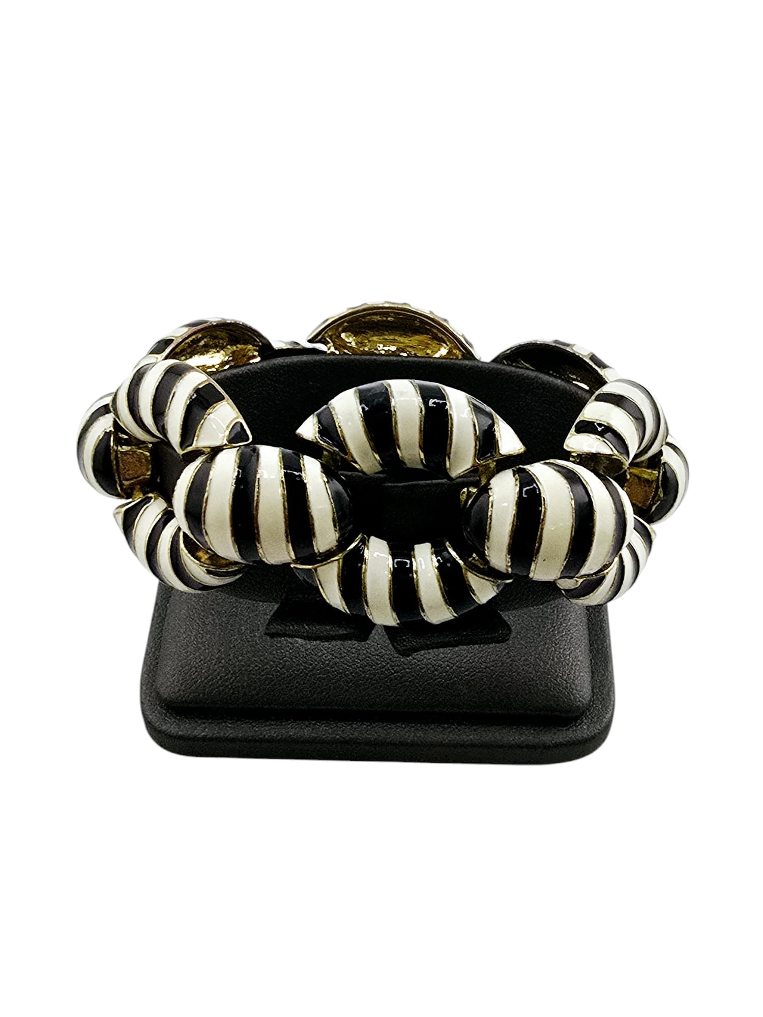 VINTAGE 80S FABULOUS UNSIGNED BLACK AND WHITE LINK BRACELET (1 of 6)