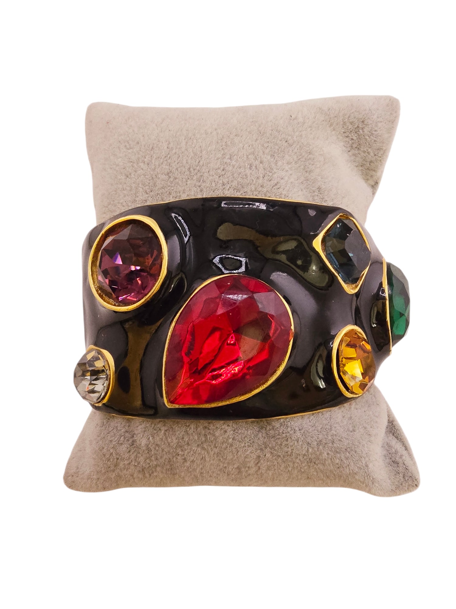 VINTAGE RARE 80S KENNETH LANE ENAMEL GLASS AND ACRYLIC CUFF ADJUSTABLE BRACELET (1 of 5)