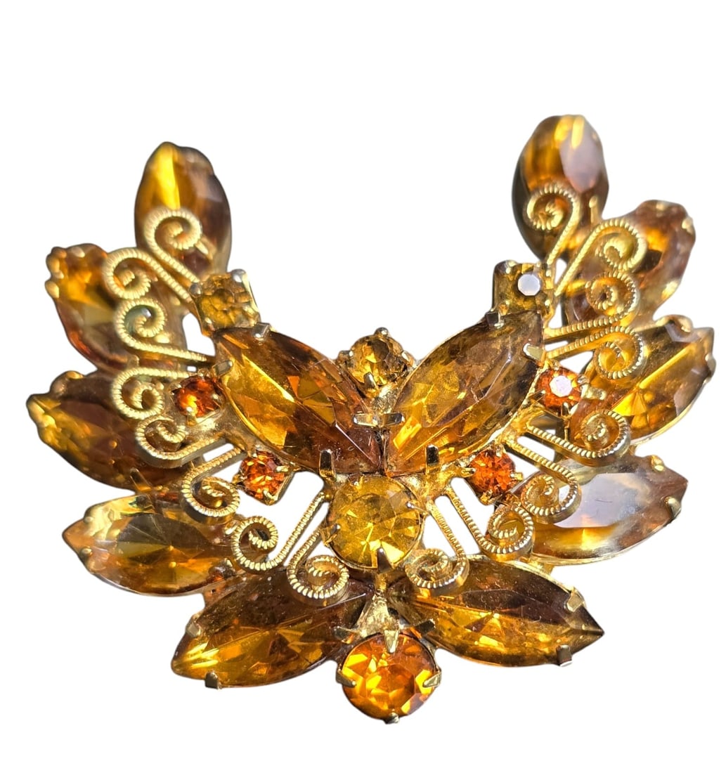 VERIFIED JULIANA LAYERED NAVATTE AND SCROLL WORK BROOCH (1 of 8)