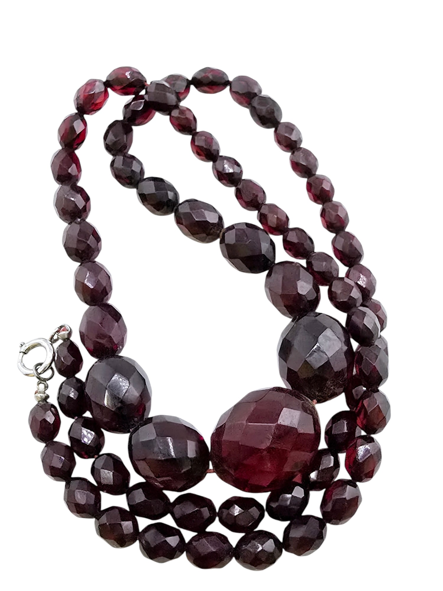 VINTAGE DARK CHERRY RED BAKELITE BEADED NECKLACE (1 of 3)
