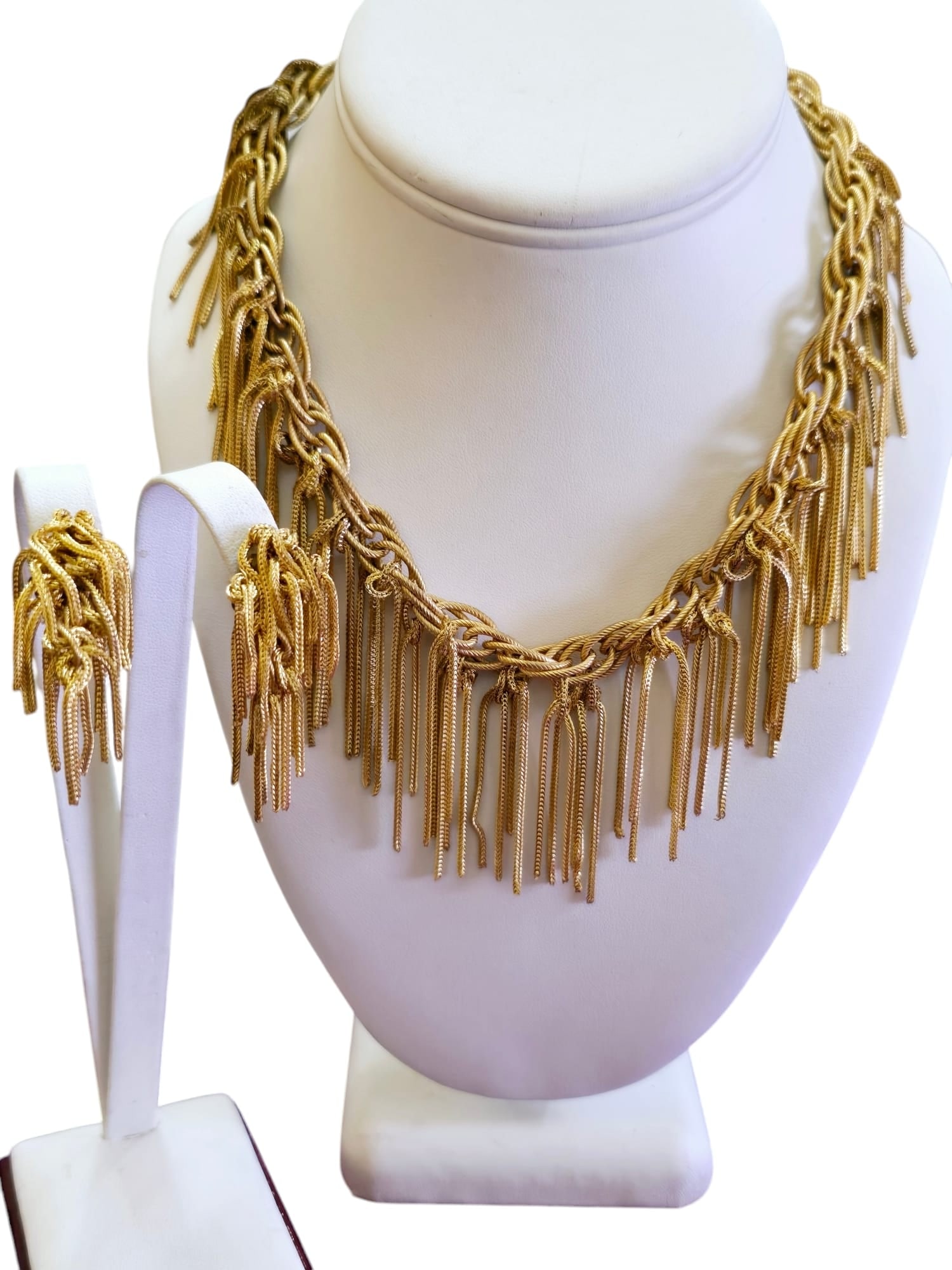 BEAUTIFUL DEMARIO GOLD TONE DEMI FRINGED PARURE (1 of 5)