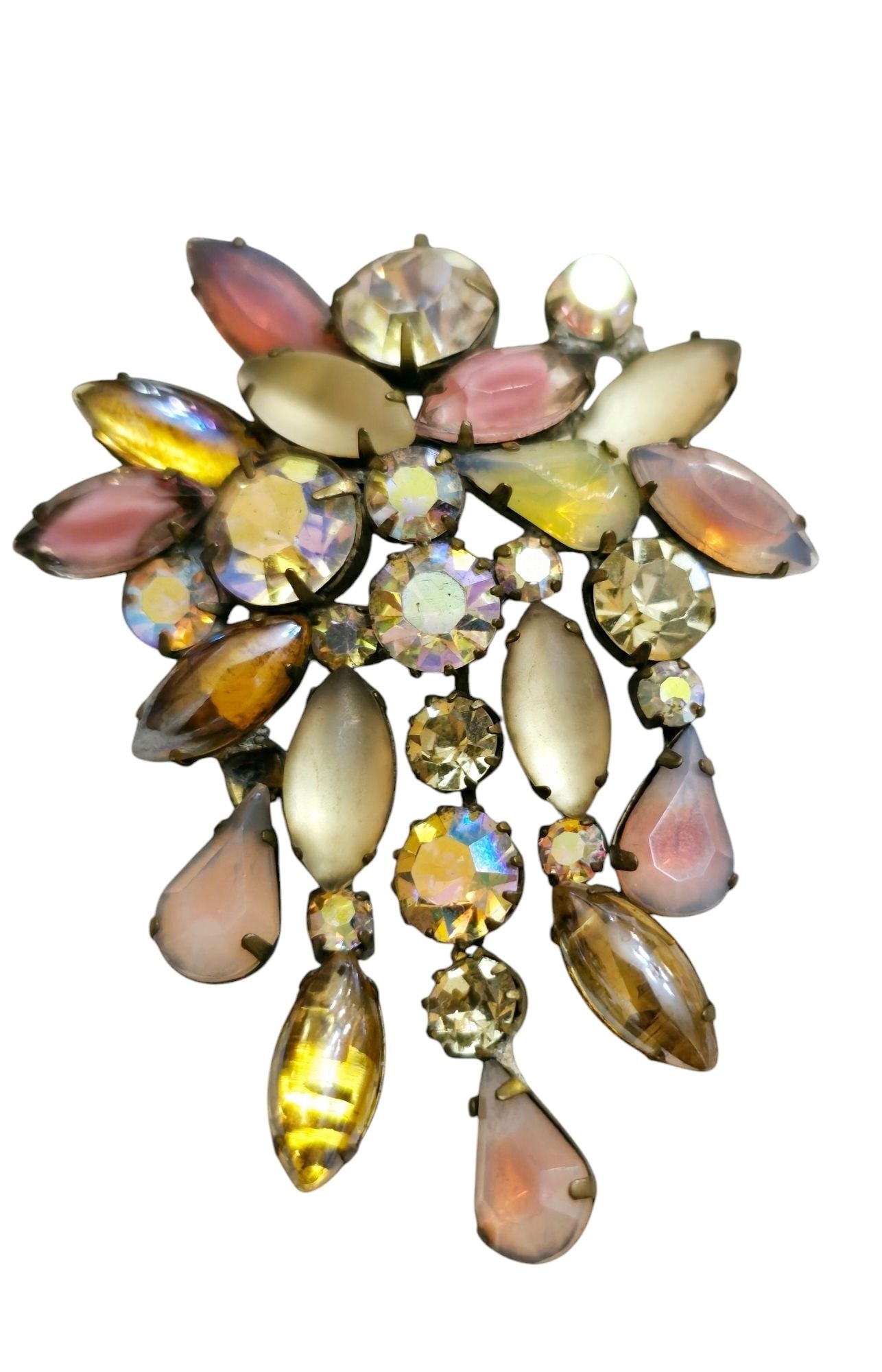 BEAUTIFUL KRAMER GIVE GLASS DANGLING BROOCH (1 of 8)