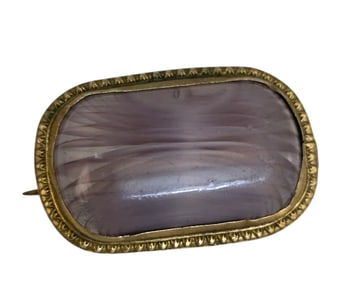 ANTIQUE BEAUTIFUL STRIATED GLASS BROOCH