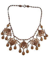 VINTAGE ETRUSCAN BRASS DANGLE NECKLACE