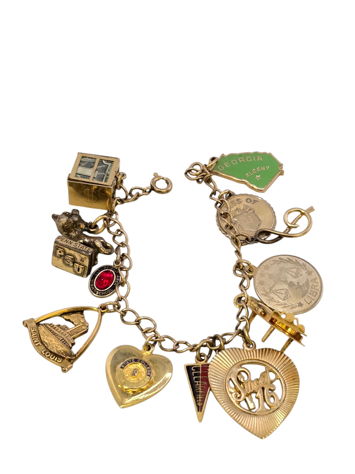 VINTAGE ALL GOLD FILLED CHARM BRACELET (1 of 5)