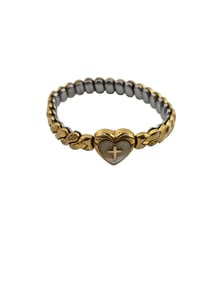 ANTIQUE FOSTER 12KT GOLD FILLED ABALONE HEART EXPANSION BRACELET