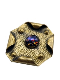 ANTIQUE HAND DONE BRASS AND FOIL GLASS BROOCH