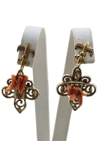 VINTAGE BRANCH CORAL DECORATIVE BRASS EARRINGS