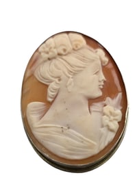 ANTIQUE 800 SILVER LARGE CAMEO BROOCH PENDANT