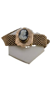 ANTIQUE GOLD FILLED GLASS CAMEO BEAUTIFUL SLIDE BRACELET
