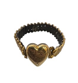 ANTIQUE SIGNED CO-STAR EMBOSSED HEART SWEETHEART EXPANSION BRACELET