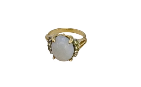 VINTAGE FAUX OPAL AND RHINESTONE RING SIZE 7
