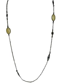 ANTIQUE GLASS AND ENAMEL LINK CHAIN NECKLACE
