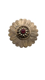 ANTIQUE VICTORIAN GOLD FILLED FRONT ETCHED FLOWER BROOCH