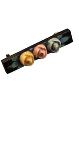 ANTIQUE DAINTY EARLY PLASTIC FLOWER BAR BROOCH