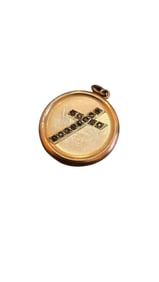 ANTIQUE CQ+R CROSS PASTE STONE LOCKET