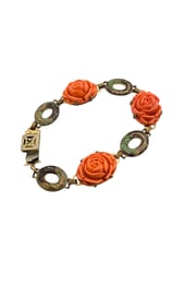 ANTIQUE ART DECO MOLDED GLASS AND ENAMEL BRACELET