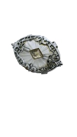 ANTIQUE ART DECO CAMPHOR GLASS AND FILIGREE BROOCH