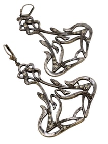 STUNNING ART NOUVEAU 925 STERLING AND PASTE DROP EARRINGS