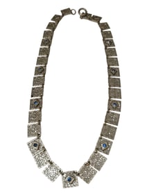 ART DECO RHODIUM PLATED FILIGREE COLLAR NECKLACE