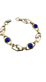 ANTIQUE ART DECO GOLD FILLED AND BRASS FACETED GLASS BRACELET