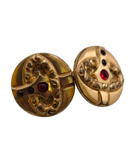 ANTIQUE VICTORIAN CONVERTED CUFFLING TURNED PIERCED EARRINGS (GFC1)