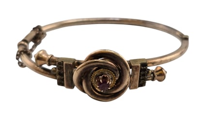 ANTIQUE VICTORIAN BYPASS STYLE BRACELET WITH GLASS STONE (GFBRAC301)