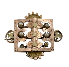 ANTIQUE ELABORATE GOLD FILLED AND PEARL VICTORIAN BROOCH PENDANT (GFC401)