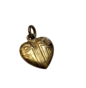 ANTIQUE GOLD FILLED TEENY EMBOSSED HEART CHARM 10KT GOLD FILLED HF