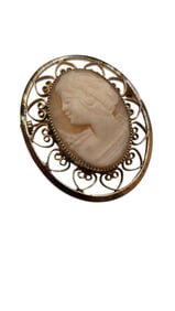 VINTAGE CATAMORE 1/20TH 12KT GOLD FILLED LEFT FACING CAMEO BROOCH