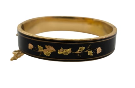 ANTIQUE VICTORIAN 1/20TH 12KT GOLD FILLED BCO ENAMEL BANGLE BRACELET (GFBRAC)