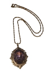 FABULOUS GOLD FILLED AND STUNNING FACETED GLASS LOCKET NECKLACE