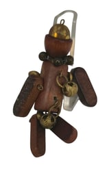 SUPER CUTE ARTICULATING WOOD ANTIQUE PERSON STYLE BROOCH