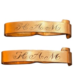 ANTIQUE PAIR OF GOLD FILLED INITIALED SIGNED BARRETTES