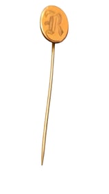 ANTIQUE GOLD FILLED STICK PIN INITIALED R